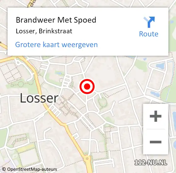 Locatie op kaart van de 112 melding: Brandweer Met Spoed Naar Losser, Brinkstraat op 15 maart 2023 11:07