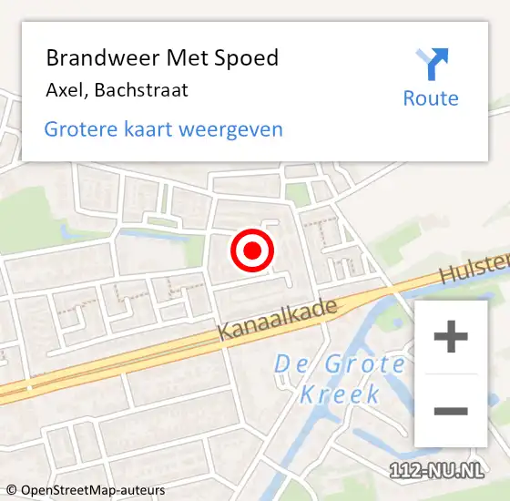 Locatie op kaart van de 112 melding: Brandweer Met Spoed Naar Axel, Bachstraat op 15 maart 2023 11:21