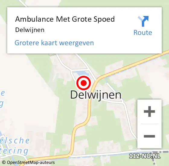 Locatie op kaart van de 112 melding: Ambulance Met Grote Spoed Naar Delwijnen op 15 maart 2023 11:56