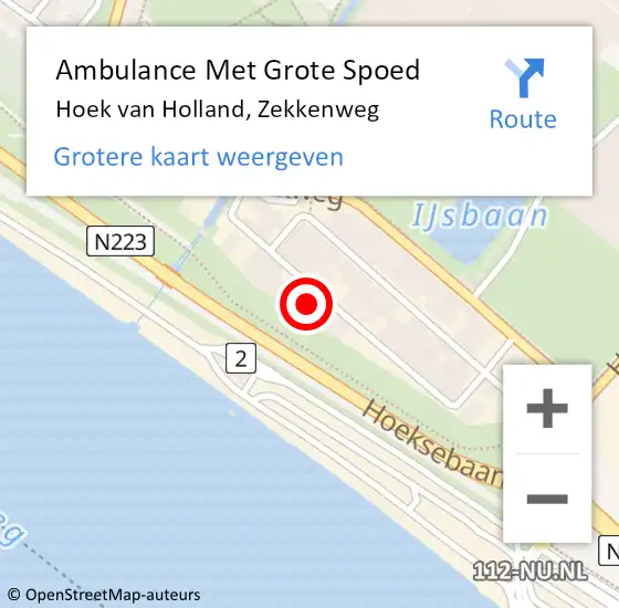 Locatie op kaart van de 112 melding: Ambulance Met Grote Spoed Naar Hoek van Holland, Zekkenweg op 15 maart 2023 12:16