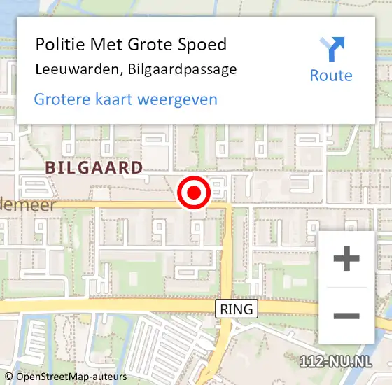 Locatie op kaart van de 112 melding: Politie Met Grote Spoed Naar Leeuwarden, Bilgaardpassage op 15 maart 2023 12:36