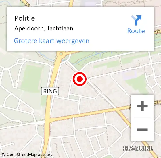 Locatie op kaart van de 112 melding: Politie Apeldoorn, Jachtlaan op 15 maart 2023 12:41