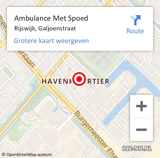 Locatie op kaart van de 112 melding: Ambulance Met Spoed Naar Rijswijk, Galjoenstraat op 15 maart 2023 12:44