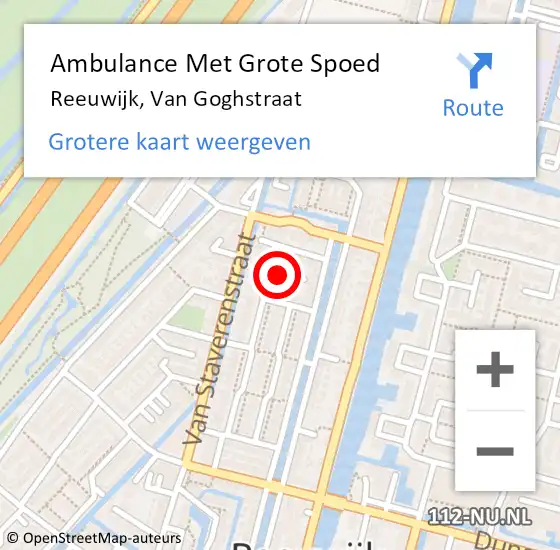 Locatie op kaart van de 112 melding: Ambulance Met Grote Spoed Naar Reeuwijk, Van Goghstraat op 15 maart 2023 12:47