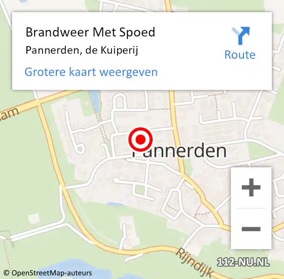 Locatie op kaart van de 112 melding: Brandweer Met Spoed Naar Pannerden, de Kuiperij op 15 maart 2023 13:06