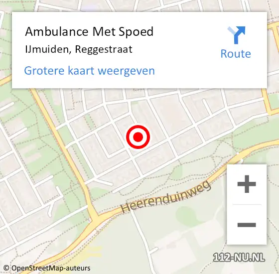 Locatie op kaart van de 112 melding: Ambulance Met Spoed Naar IJmuiden, Reggestraat op 15 maart 2023 13:08