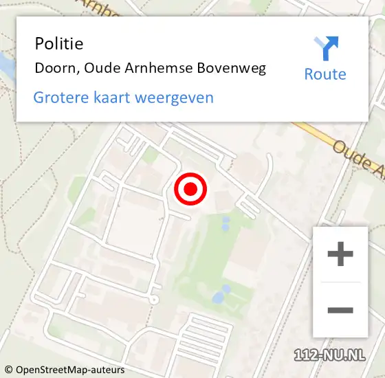 Locatie op kaart van de 112 melding: Politie Doorn, Oude Arnhemse Bovenweg op 15 maart 2023 13:12