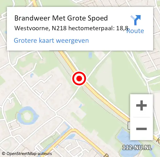 Locatie op kaart van de 112 melding: Brandweer Met Grote Spoed Naar Westvoorne, N218 hectometerpaal: 18,8 op 15 maart 2023 13:13