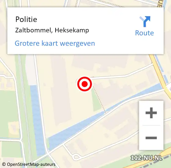 Locatie op kaart van de 112 melding: Politie Zaltbommel, Heksekamp op 15 maart 2023 13:47