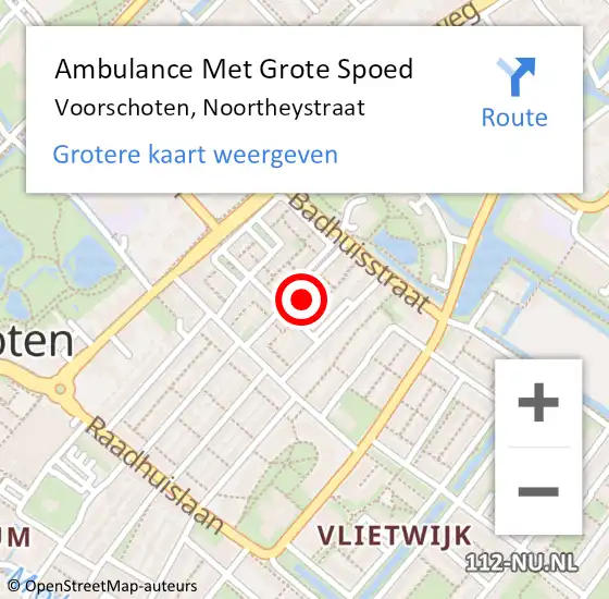 Locatie op kaart van de 112 melding: Ambulance Met Grote Spoed Naar Voorschoten, Noortheystraat op 15 maart 2023 13:52