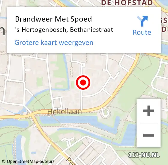 Locatie op kaart van de 112 melding: Brandweer Met Spoed Naar 's-Hertogenbosch, Bethaniestraat op 15 maart 2023 14:16