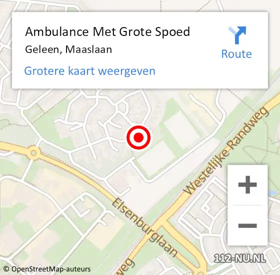 Locatie op kaart van de 112 melding: Ambulance Met Grote Spoed Naar Geleen, Maaslaan op 19 augustus 2014 01:28