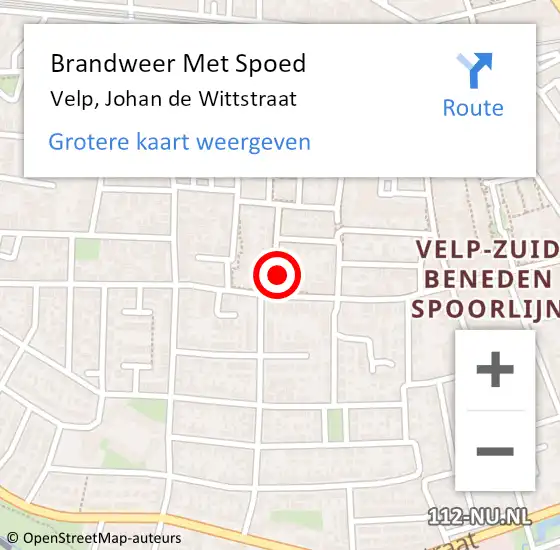 Locatie op kaart van de 112 melding: Brandweer Met Spoed Naar Velp, Johan de Wittstraat op 15 maart 2023 14:42