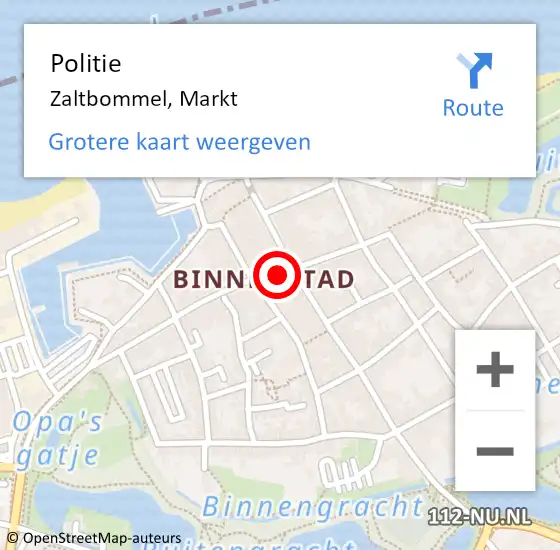 Locatie op kaart van de 112 melding: Politie Zaltbommel, Markt op 15 maart 2023 14:49