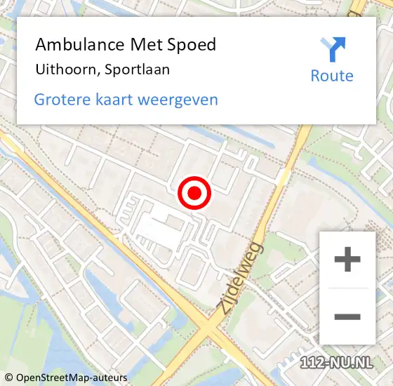 Locatie op kaart van de 112 melding: Ambulance Met Spoed Naar Uithoorn, Sportlaan op 15 maart 2023 14:52