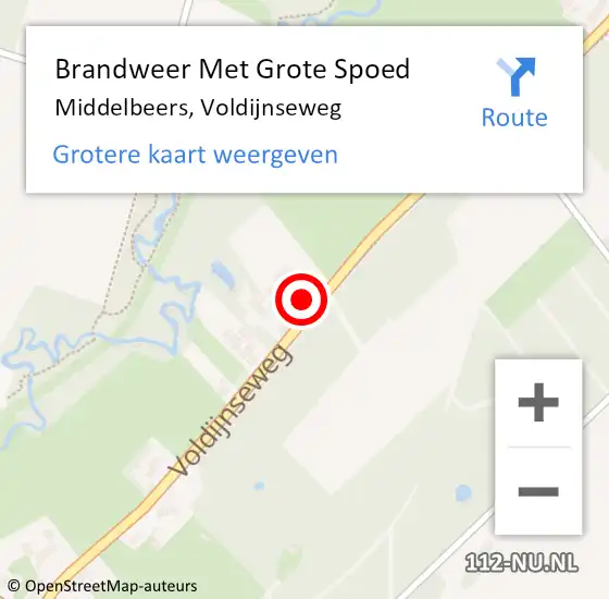 Locatie op kaart van de 112 melding: Brandweer Met Grote Spoed Naar Middelbeers, Voldijnseweg op 15 maart 2023 15:00