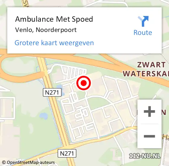 Locatie op kaart van de 112 melding: Ambulance Met Spoed Naar Venlo, Noorderpoort op 15 maart 2023 15:05