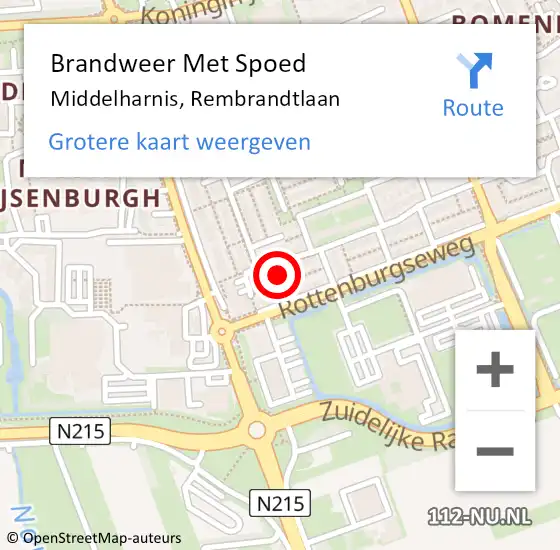 Locatie op kaart van de 112 melding: Brandweer Met Spoed Naar Middelharnis, Rembrandtlaan op 15 maart 2023 15:10