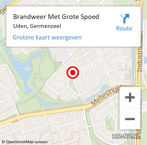 Locatie op kaart van de 112 melding: Brandweer Met Grote Spoed Naar Uden, Germenzeel op 15 maart 2023 16:13