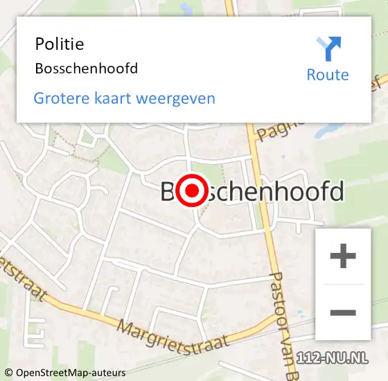 Locatie op kaart van de 112 melding: Politie Bosschenhoofd op 15 maart 2023 16:20