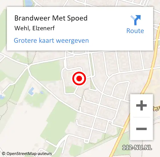 Locatie op kaart van de 112 melding: Brandweer Met Spoed Naar Wehl, Elzenerf op 15 maart 2023 16:23