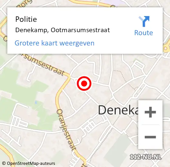 Locatie op kaart van de 112 melding: Politie Denekamp, Ootmarsumsestraat op 15 maart 2023 16:31