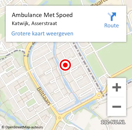 Locatie op kaart van de 112 melding: Ambulance Met Spoed Naar Katwijk, Asserstraat op 15 maart 2023 16:32