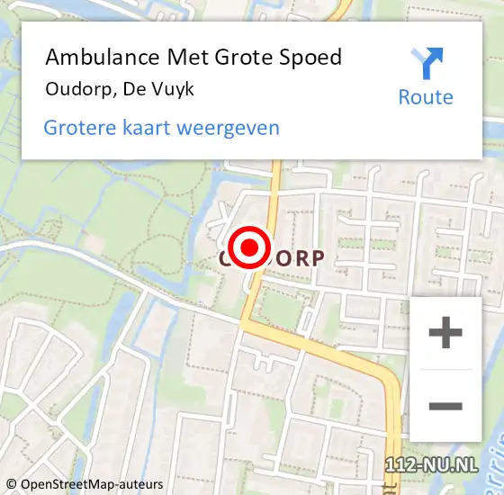 Locatie op kaart van de 112 melding: Ambulance Met Grote Spoed Naar Oudorp, De Vuyk op 19 augustus 2014 02:23