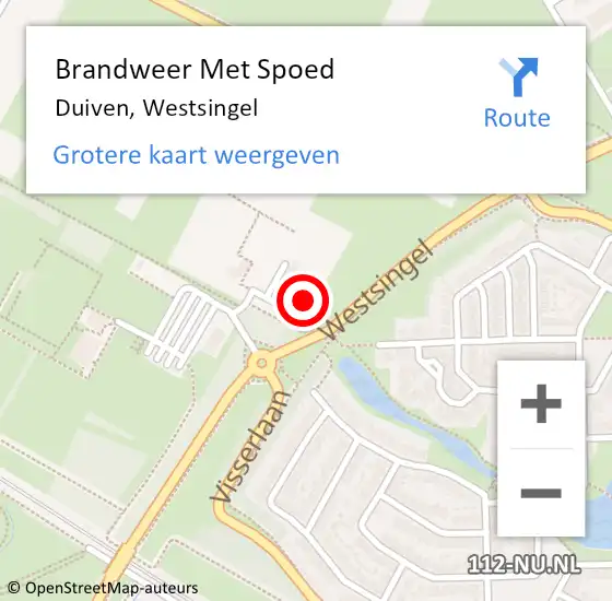 Locatie op kaart van de 112 melding: Brandweer Met Spoed Naar Duiven, Westsingel op 15 maart 2023 17:09