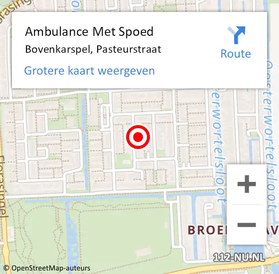 Locatie op kaart van de 112 melding: Ambulance Met Spoed Naar Bovenkarspel, Pasteurstraat op 15 maart 2023 17:29