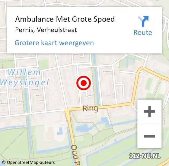 Locatie op kaart van de 112 melding: Ambulance Met Grote Spoed Naar Pernis, Verheulstraat op 15 maart 2023 17:43