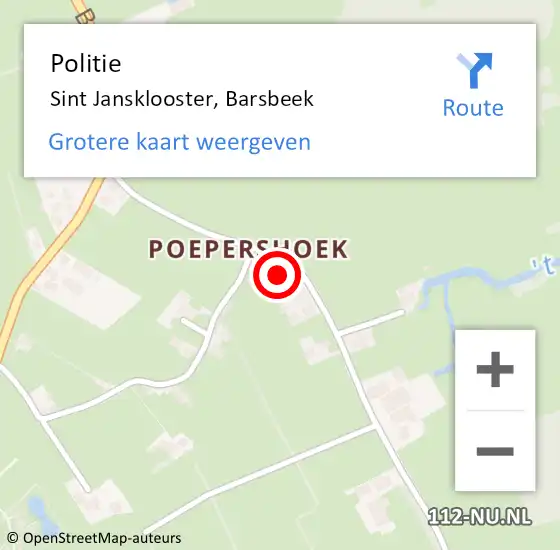 Locatie op kaart van de 112 melding: Politie Sint Jansklooster, Barsbeek op 15 maart 2023 17:44