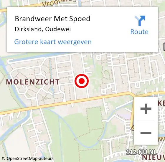 Locatie op kaart van de 112 melding: Brandweer Met Spoed Naar Dirksland, Oudewei op 19 augustus 2014 02:45