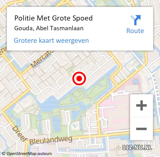 Locatie op kaart van de 112 melding: Politie Met Grote Spoed Naar Gouda, Abel Tasmanlaan op 15 maart 2023 18:04