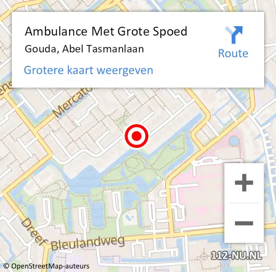 Locatie op kaart van de 112 melding: Ambulance Met Grote Spoed Naar Gouda, Abel Tasmanlaan op 15 maart 2023 18:05