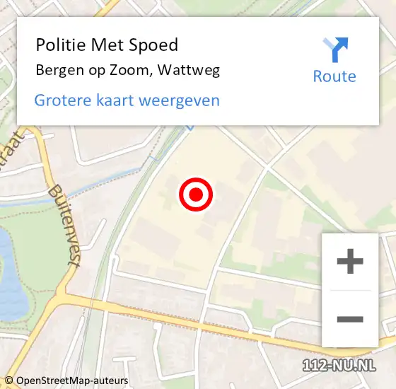 Locatie op kaart van de 112 melding: Politie Met Spoed Naar Bergen op Zoom, Wattweg op 15 maart 2023 18:06