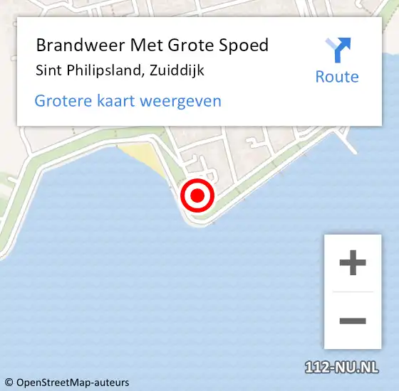 Locatie op kaart van de 112 melding: Brandweer Met Grote Spoed Naar Sint Philipsland, Zuiddijk op 15 maart 2023 18:38