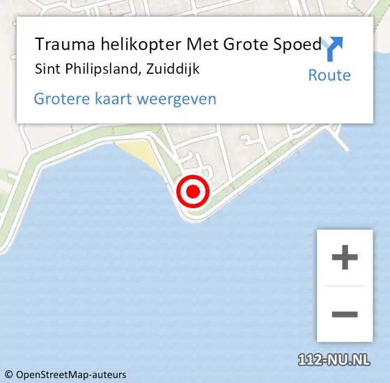 Locatie op kaart van de 112 melding: Trauma helikopter Met Grote Spoed Naar Sint Philipsland, Zuiddijk op 15 maart 2023 18:39