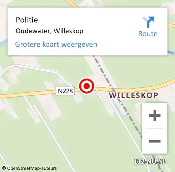 Locatie op kaart van de 112 melding: Politie Oudewater, Willeskop op 15 maart 2023 19:17