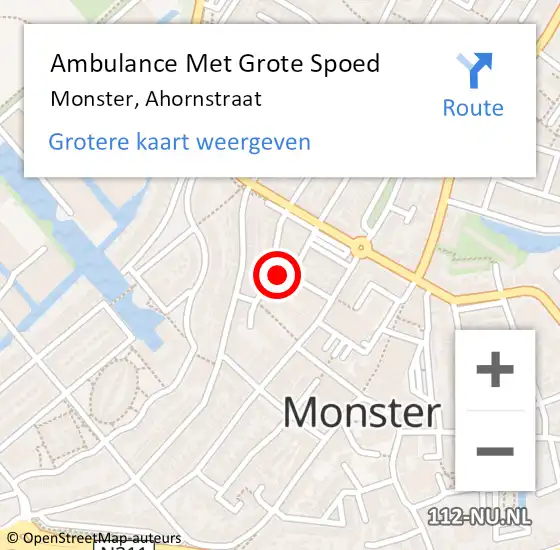 Locatie op kaart van de 112 melding: Ambulance Met Grote Spoed Naar Monster, Ahornstraat op 15 maart 2023 19:20