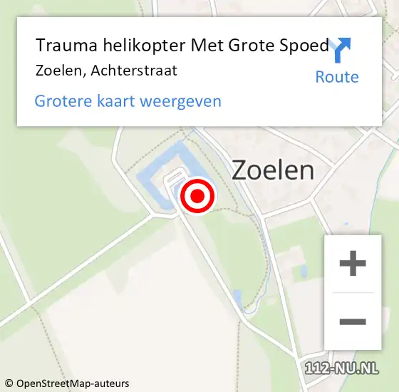 Locatie op kaart van de 112 melding: Trauma helikopter Met Grote Spoed Naar Zoelen, Achterstraat op 15 maart 2023 19:26