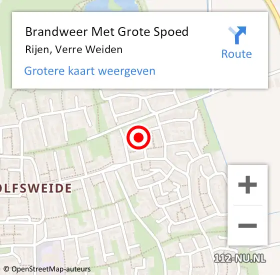 Locatie op kaart van de 112 melding: Brandweer Met Grote Spoed Naar Rijen, Verre Weiden op 15 maart 2023 19:38