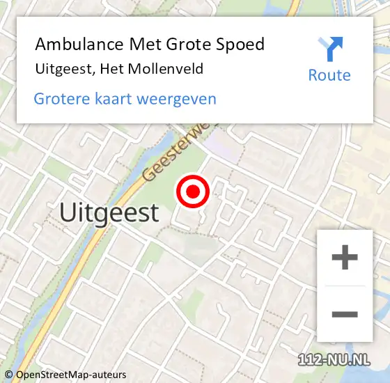 Locatie op kaart van de 112 melding: Ambulance Met Grote Spoed Naar Uitgeest, Het Mollenveld op 15 maart 2023 19:49