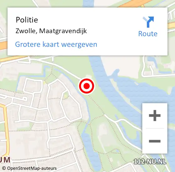 Locatie op kaart van de 112 melding: Politie Zwolle, Maatgravendijk op 15 maart 2023 20:31