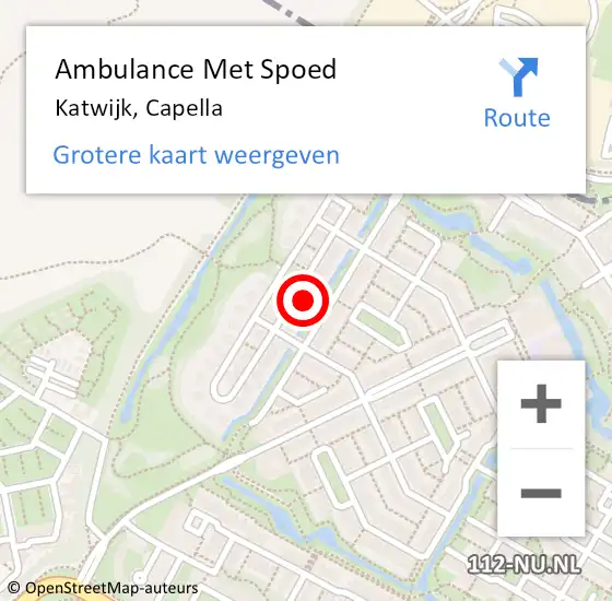 Locatie op kaart van de 112 melding: Ambulance Met Spoed Naar Katwijk, Capella op 15 maart 2023 21:02