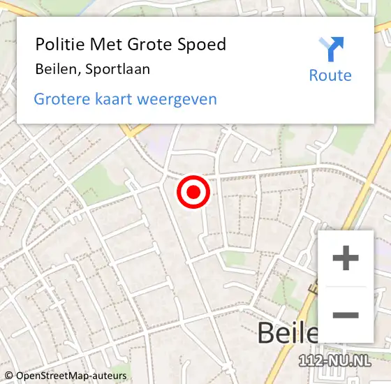 Locatie op kaart van de 112 melding: Politie Met Grote Spoed Naar Beilen, Sportlaan op 15 maart 2023 21:35