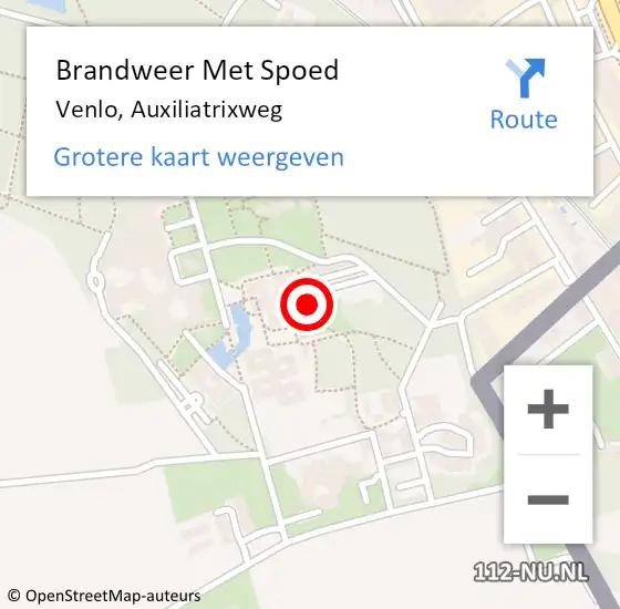 Locatie op kaart van de 112 melding: Brandweer Met Spoed Naar Venlo, Auxiliatrixweg op 15 maart 2023 21:49