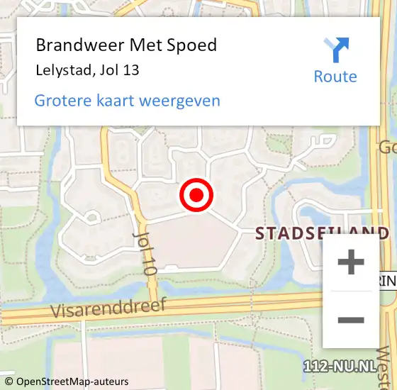 Locatie op kaart van de 112 melding: Brandweer Met Spoed Naar Lelystad, Jol 13 op 15 maart 2023 22:03