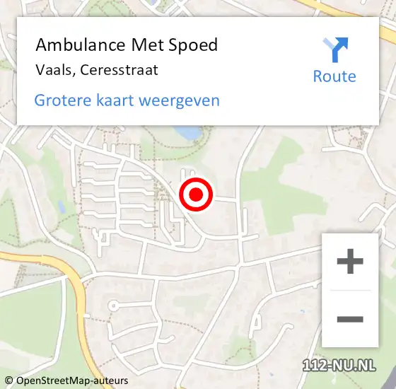 Locatie op kaart van de 112 melding: Ambulance Met Spoed Naar Vaals, Ceresstraat op 19 augustus 2014 04:24