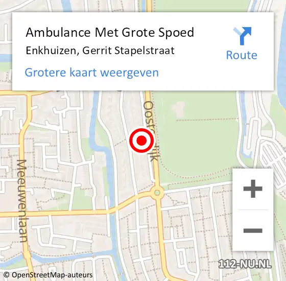 Locatie op kaart van de 112 melding: Ambulance Met Grote Spoed Naar Enkhuizen, Gerrit Stapelstraat op 15 maart 2023 22:48